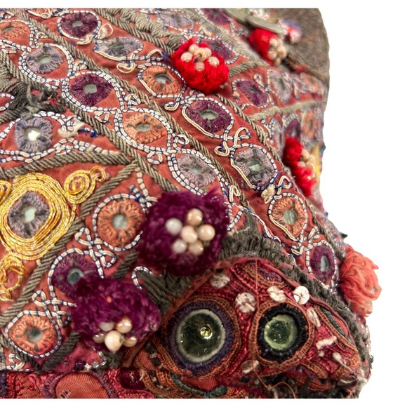 Simone Camille Embroidered Beaded Boho Bag Vintage Antique Textiles EUC - Picture 14 of 16